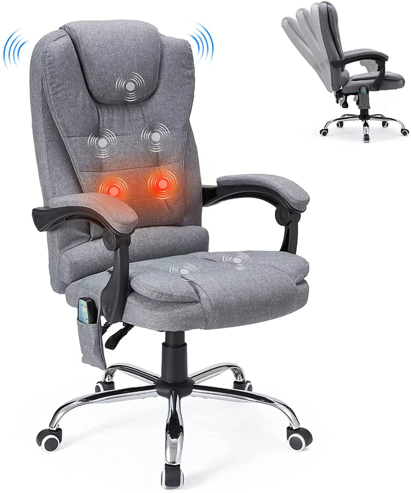 High Back Fabric Massage Office Chair Gray