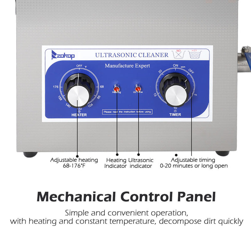 6L Commercial Ultrasonic Cleaner Large Capacity Stainless Steel with Heater and Digital Timer