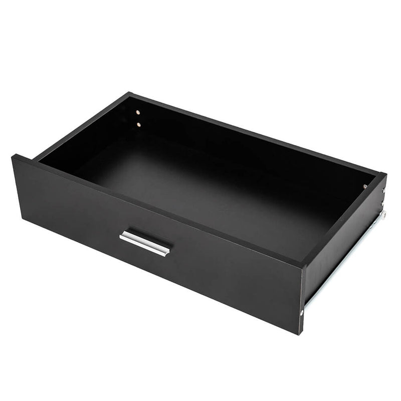 Large Mirror Single Drawer Dressing Table Black with Light Cannon, Black