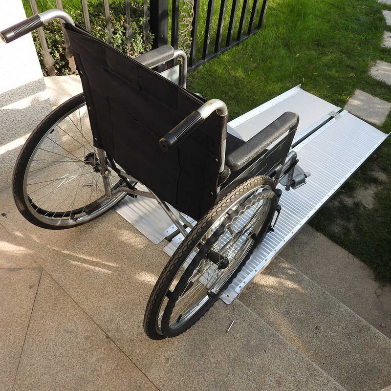 6 Ft Home Corridor Aluminum Alloy Folding Wheelchair Ramps Silver