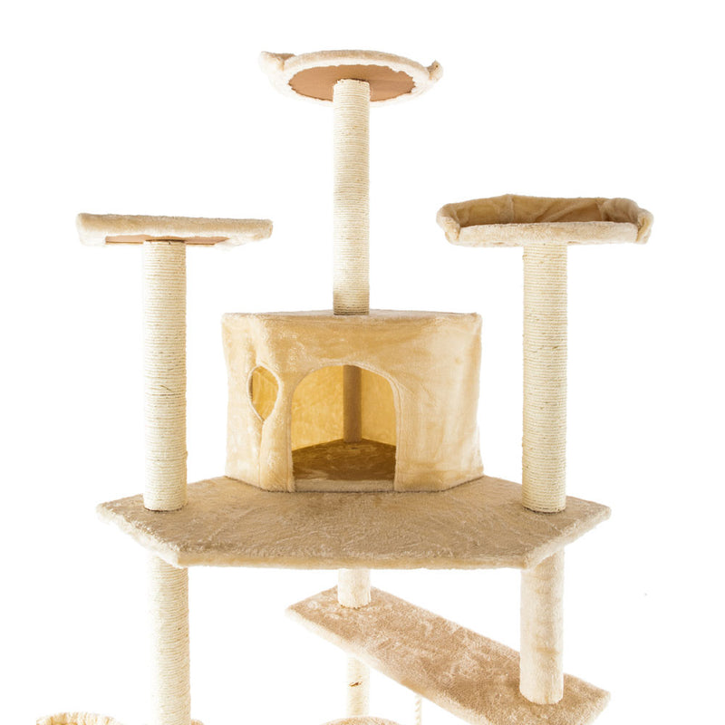 Solid Cute Sisal Rope Plush Cat Climb Tree Cat Tower, 80 inches