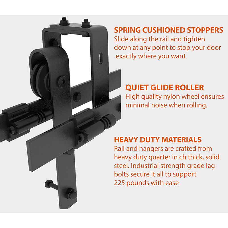 Heavy Duty Bypass Double Door Sliding Barn Door Hardware J Shape Hangers 5-8 FT