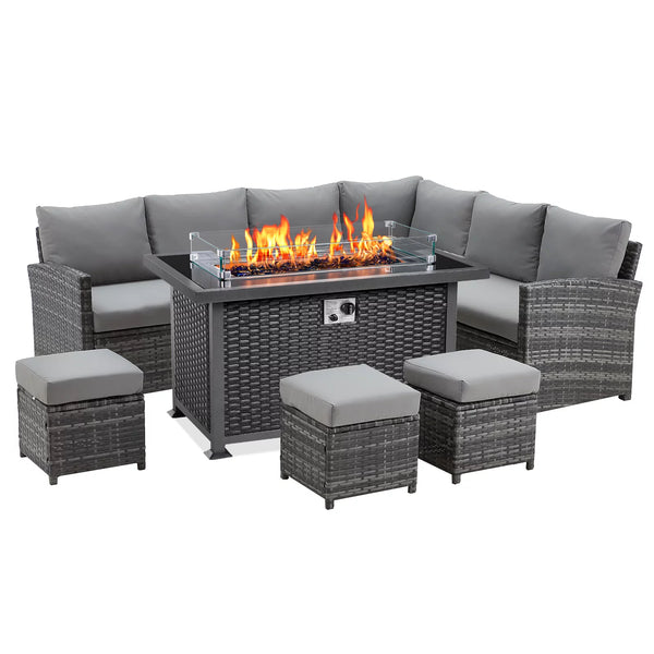 7 Piece Outdoor Patio Furniture Set , Black
