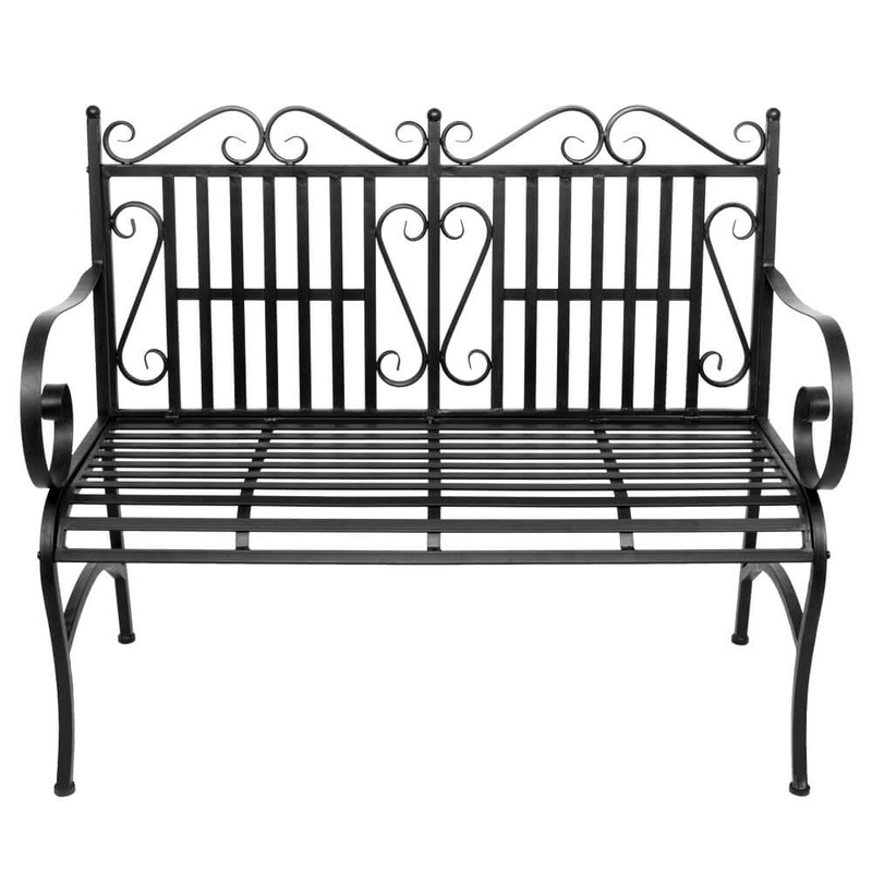 2-Seat Foldable Outdoor Patio Garden Bench Porch Chair with Steel Frame Solid Construction
