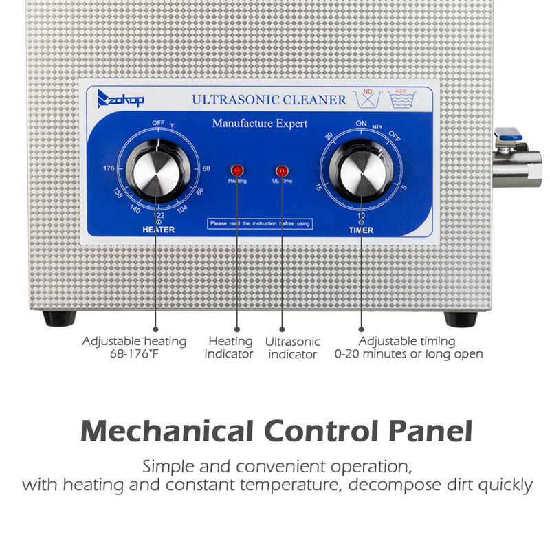 10L Commercial Ultrasonic Cleaner Large Capacity Stainless Steel with Heater and Digital Timer