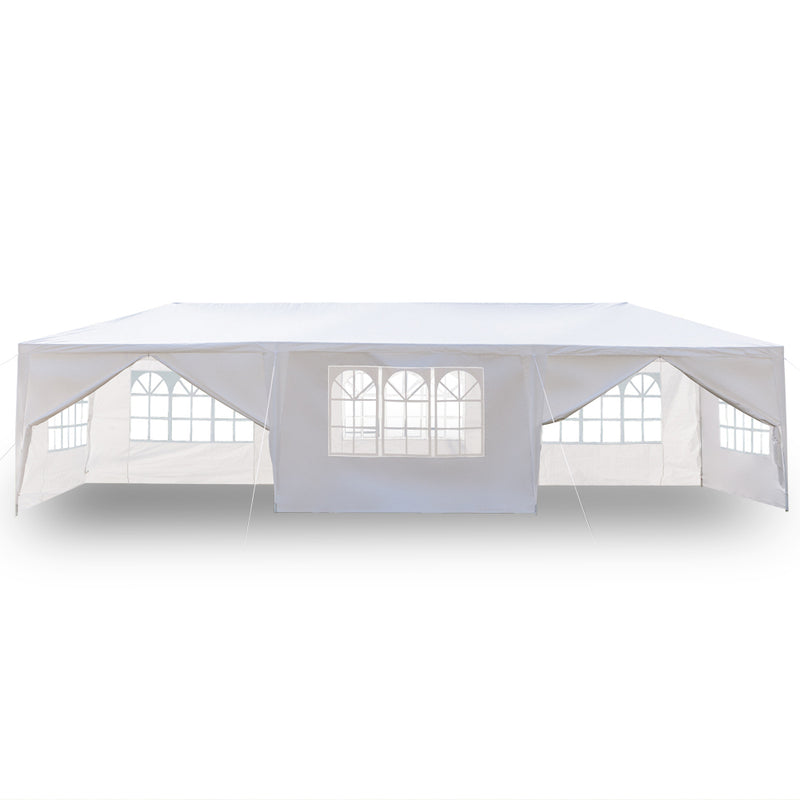 Homhum Foldable Part Canopy Tent 8 Sides with Spiral Tubes 10 x 30 ft, White