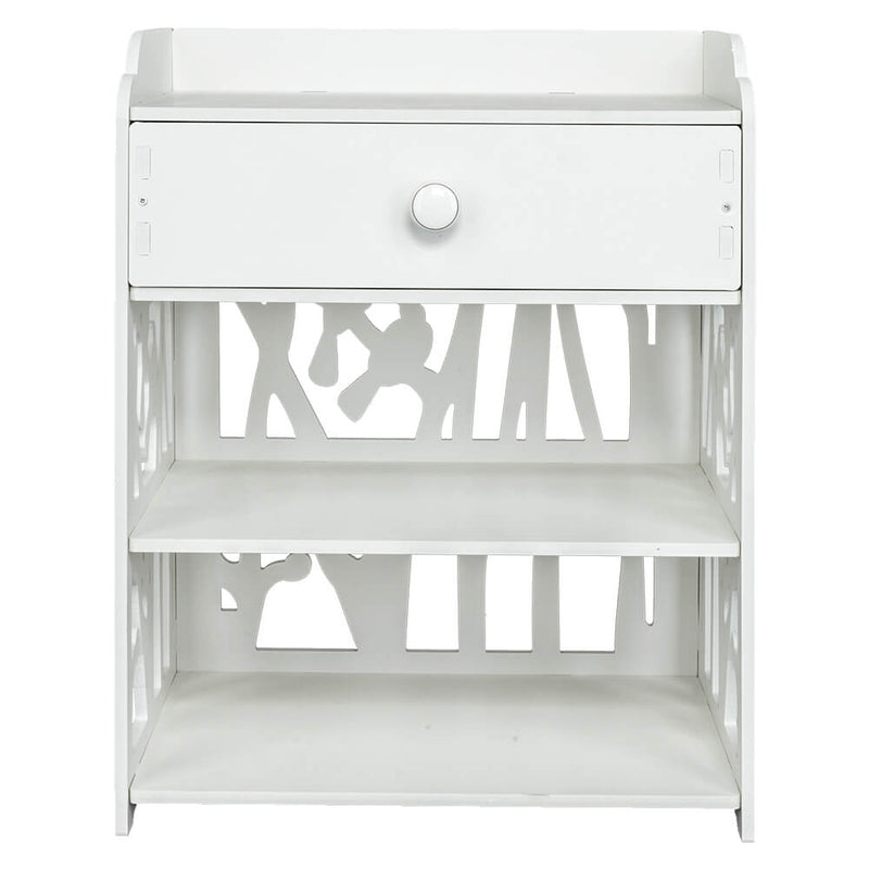 Bed Side End Table Nightstand Bedroom Drawer & Bottom Shelf