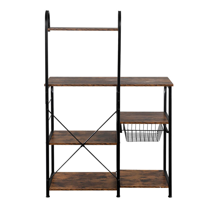 Vintage Kitchen Baker's Rack Storage Shelf with 10 Hooks
