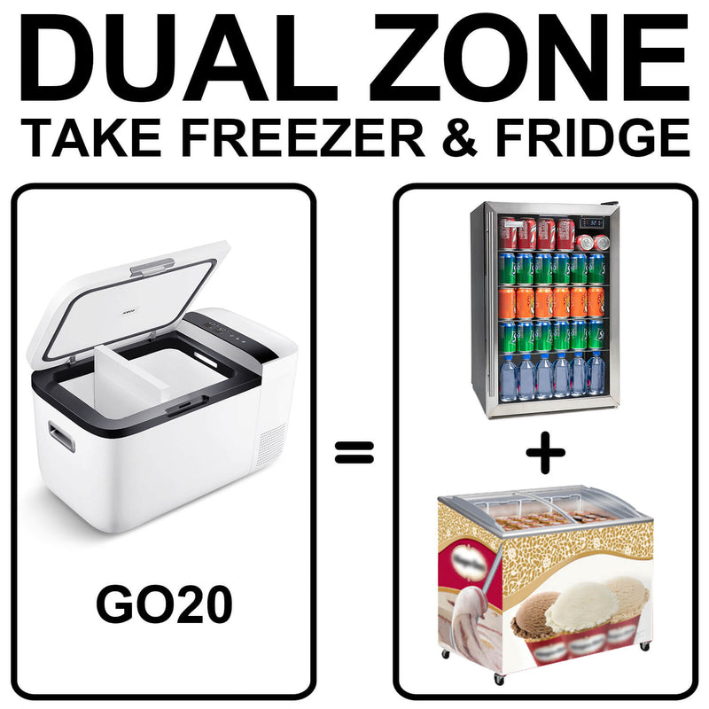 12V Dual Zone Portable Refrigerator Mini Fridge for Outdoor, Home Use White