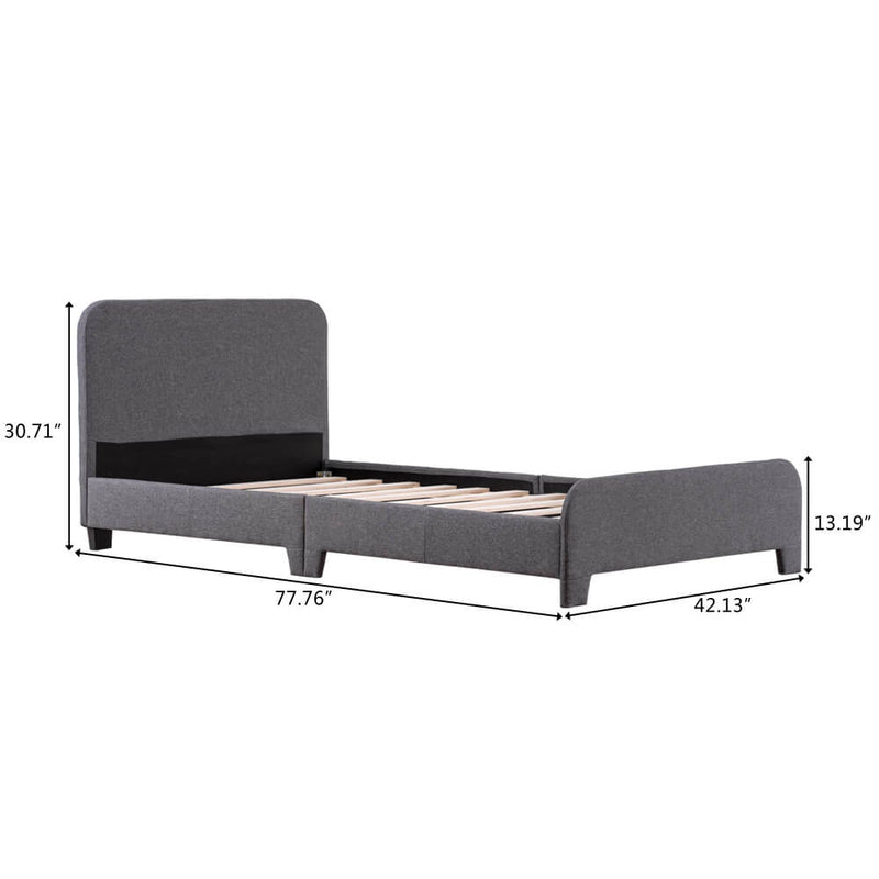 Upholstered Platform Bed Frame Mattress Foundation In Gray, Twin