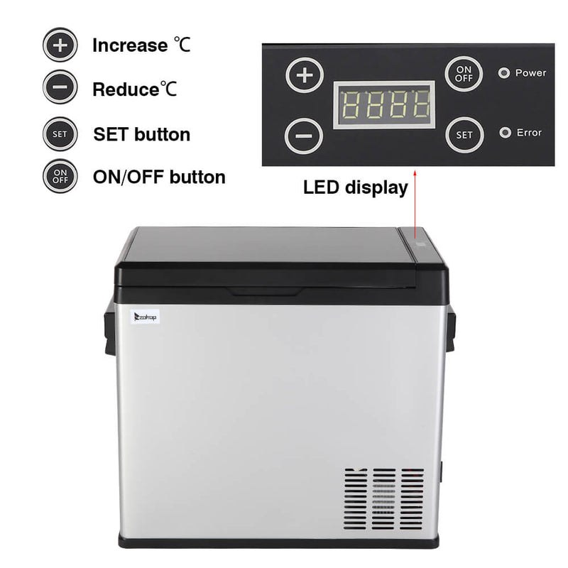 50L Compressor Touch Screen Car Refrigerator Stainless Steel Black