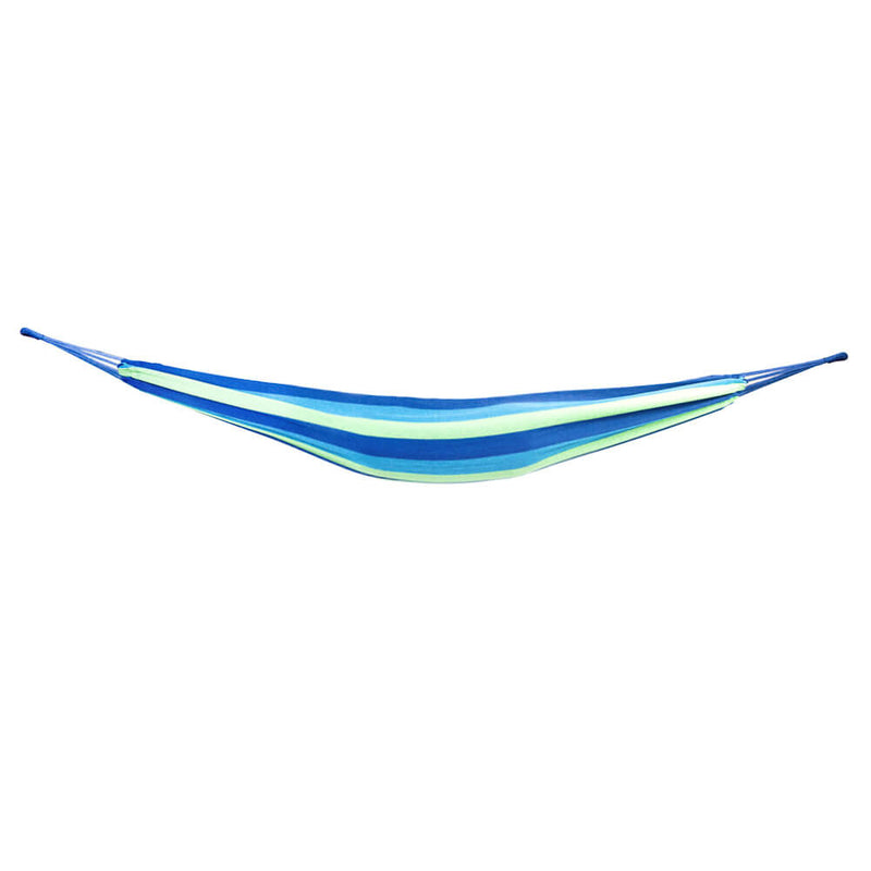 Hammock Swing Canvas Cotton Hammock with Carrying Bag, Outdoor Indoor Blue Stripe Hammock