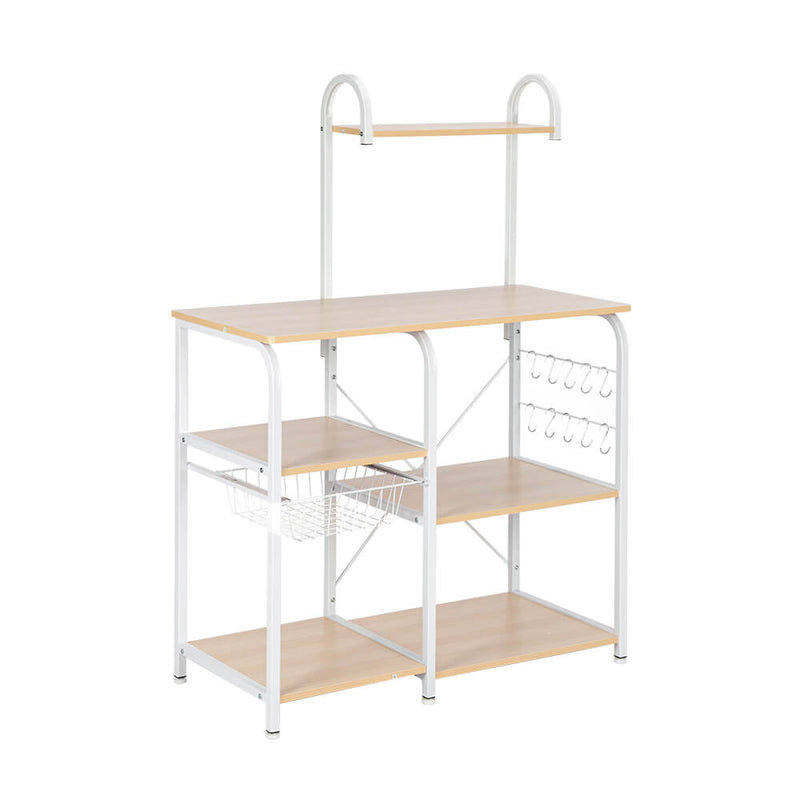 Utility Storage Shelf 35.5 inches Microwave Stand with 10 Hooks