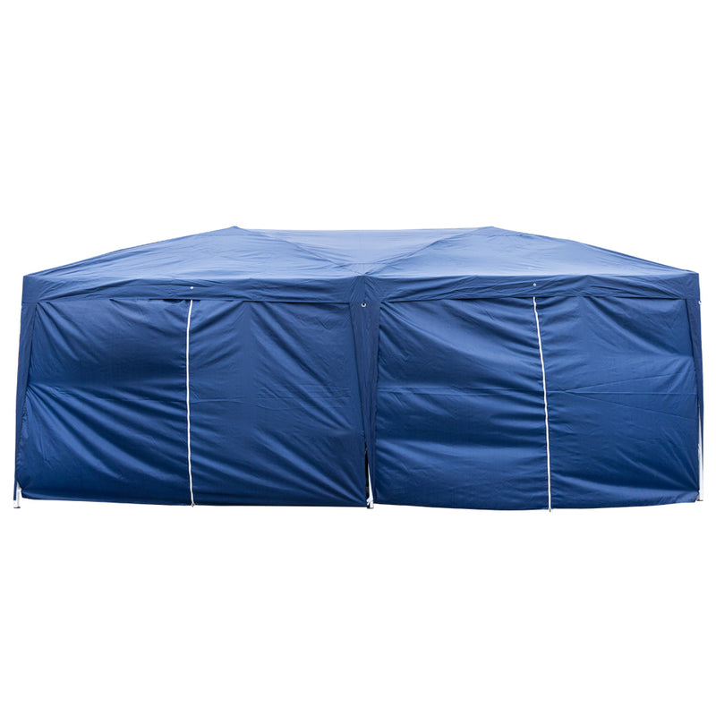 Homhum 10 x 20 ft Waterproof Folding Canopy Tent with Four Windows, Blue