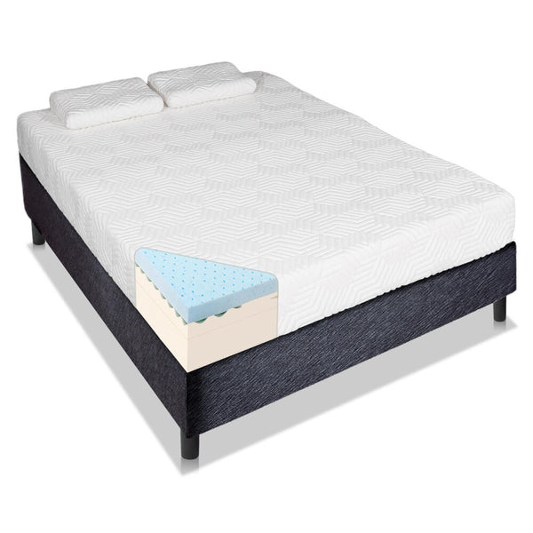 Three Layers Medium High Softness Mattress with 2 Pillows (Full Size) White 10 inches