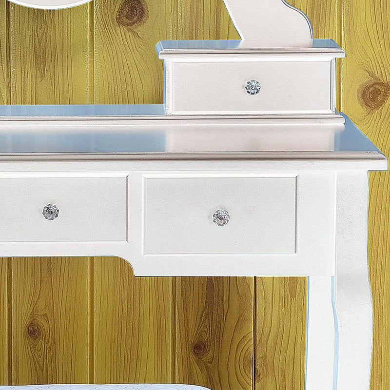 Single Mirror 5 Drawers Dressing Table, White