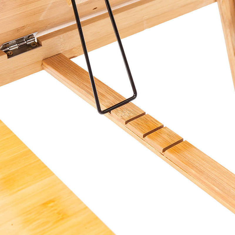 Double Flowers Engraving Adjustable Bamboo Computer Desk, 21 inches