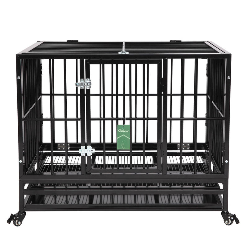 36” Heavy Duty Dog Cage Crates Metal Dog or Pet Crate Kennel with Tray Black