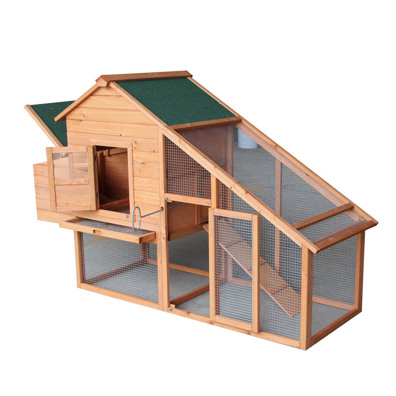 75 inches Waterproof Roof Two-tier Wooden Chicken Coop Rabbit Poultry Cage Habitat