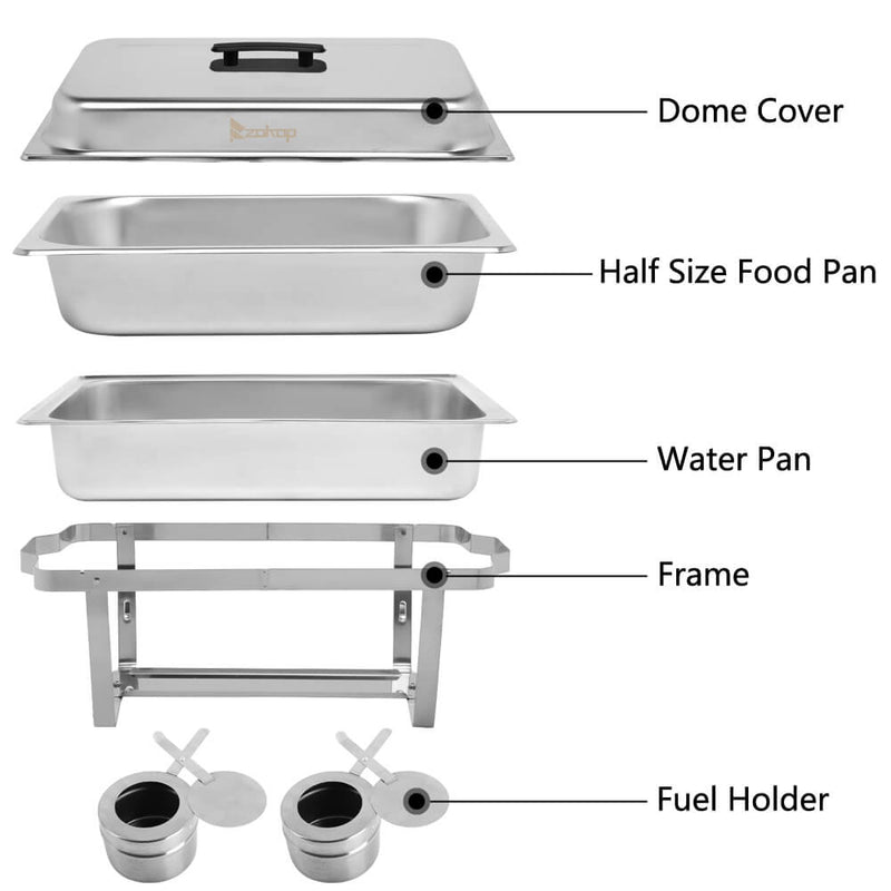 9L*2 Double Grid Each Set 2*1/2 Chafing Dish Food Warmer Rectangular Buffet Stove