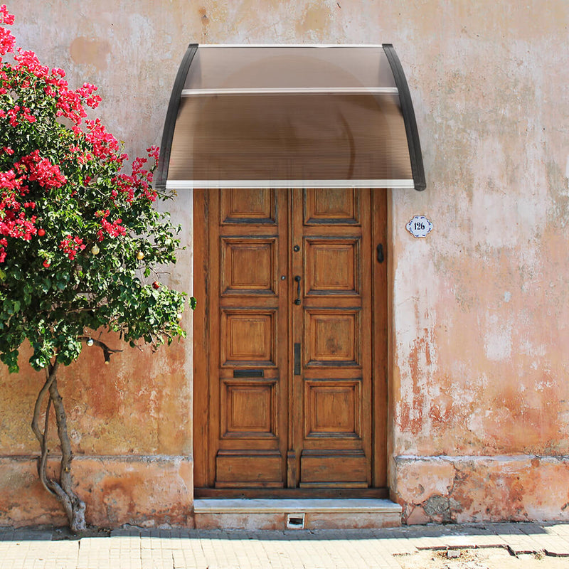 40" x 40" Door Window Awning, Front Door Outdoor Patio Awning Canopy UV Protection, Brown Board & Black Bracket
