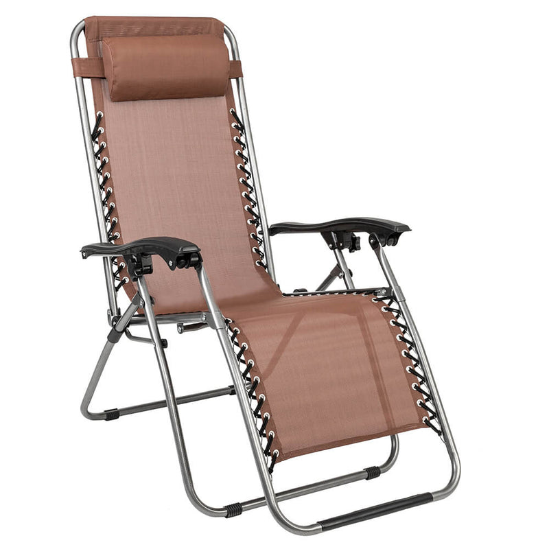 Zero Gravity Lounge Chair Brown with Portable Cup Holder Table