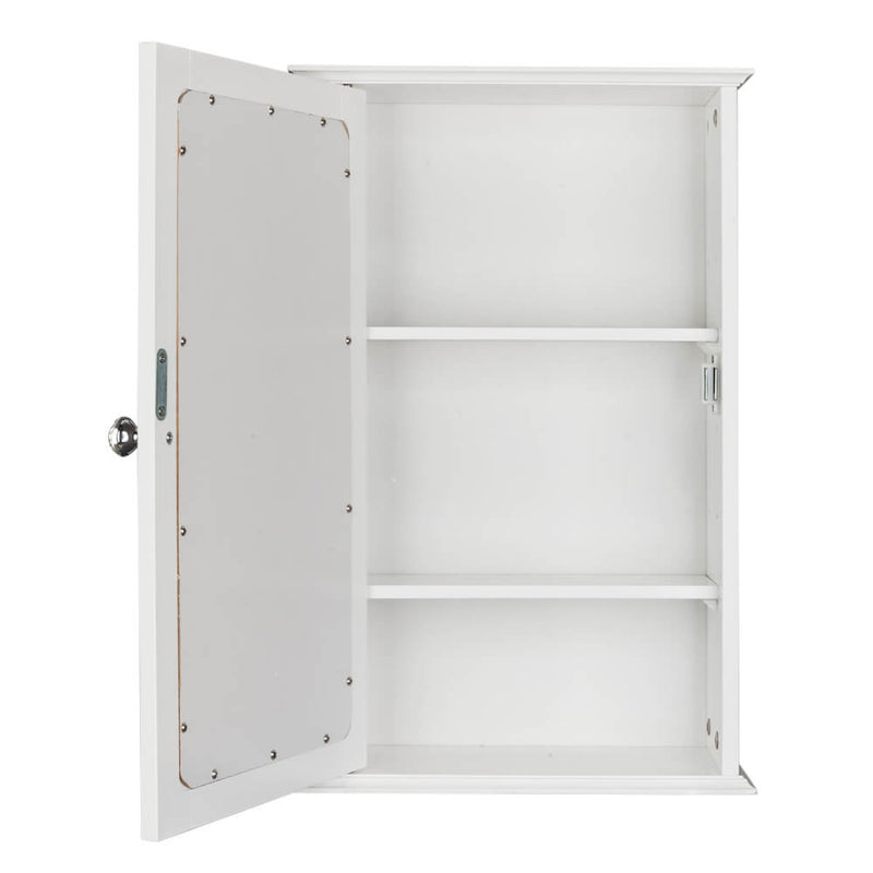 Wall Mounted Cabinet Shelf With Mirror White