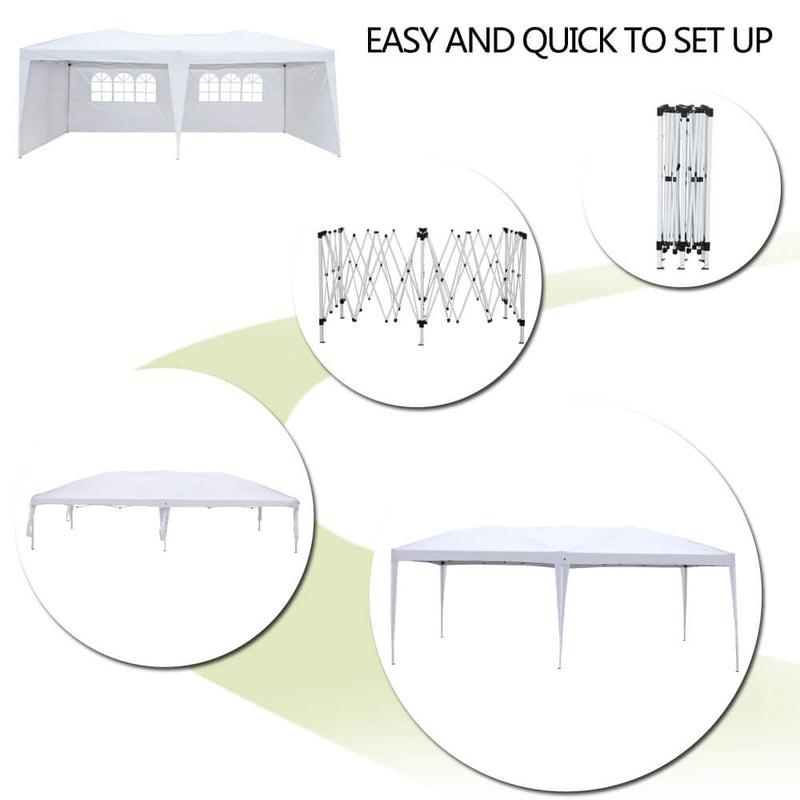 Waterproof Folding Canopy Tent with Two Windows White 10*20FT