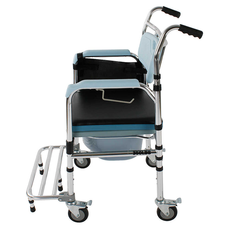 4 in 1 Multifunctional Aluminum Elder People Commode Chair Bath Chair Light Blue