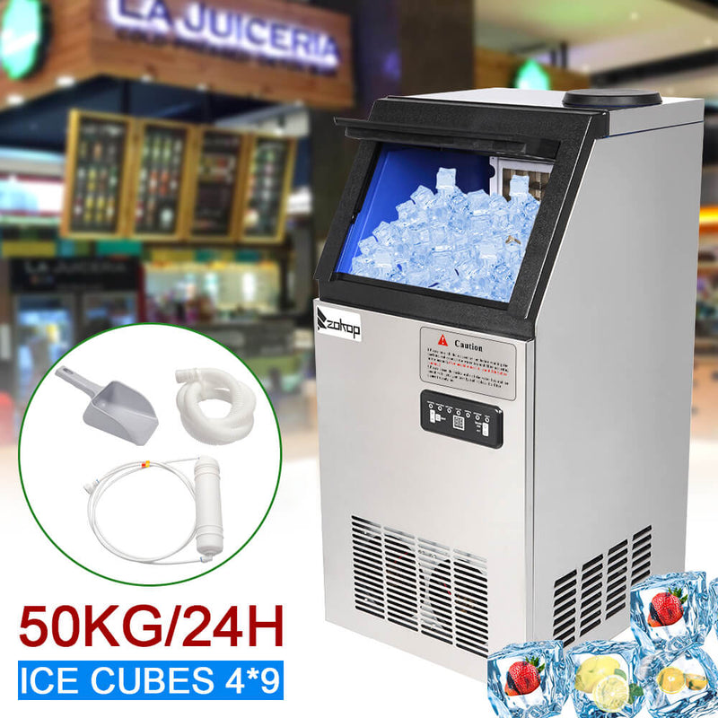 50KG/24H Refrigerator Stainless Steel Transparent Cover Commercial Ice Machine