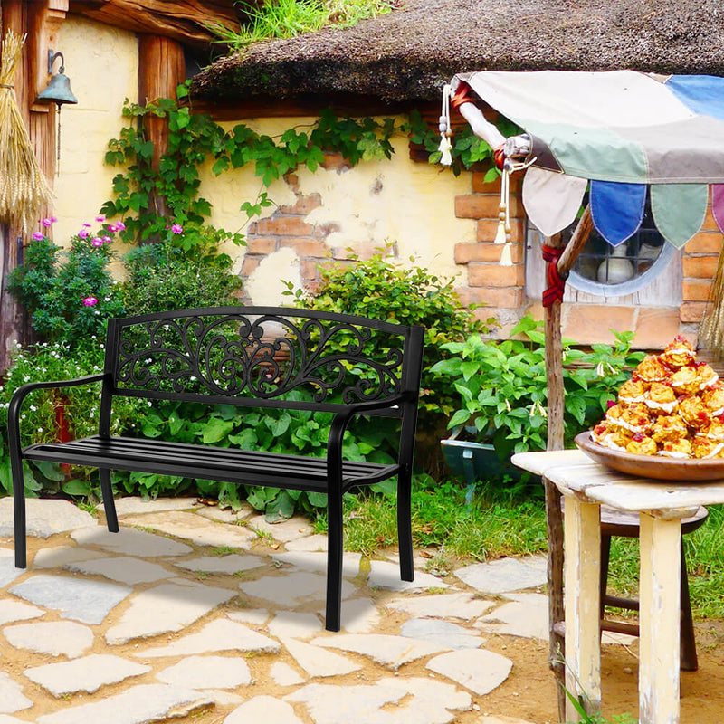 Iron Outdoor Courtyard Decoration Park Leisure Bench 50 inches