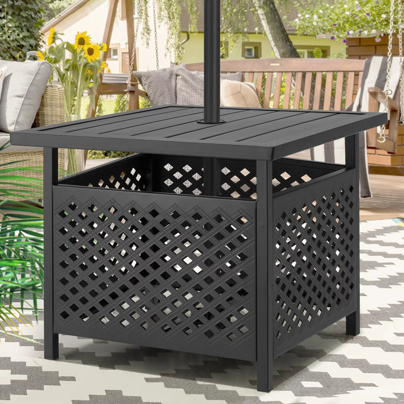 22'' x 22'' Outdoor Umbrella Side Table Steel Stand
