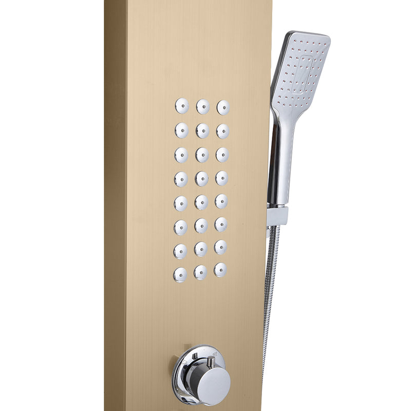 Shower Panel Stainless Steel Multi-Function Gold 24 Holes 60 inch
