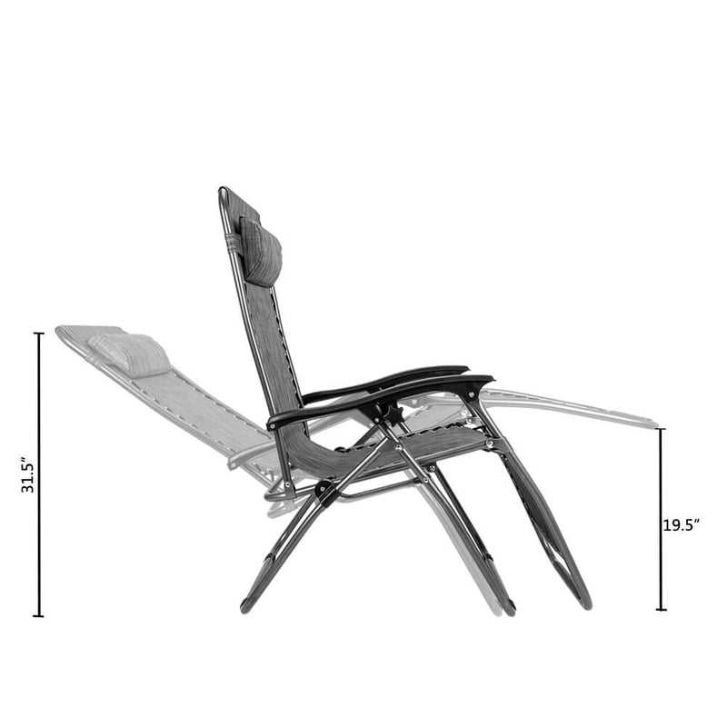 2 Pieces Zero Gravity Lounge Chair with Portable Cup Holder Table