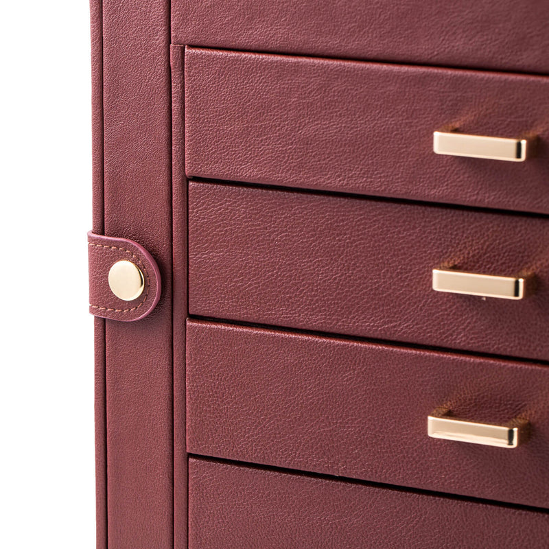 Synthetic Leather Huge Jewelry Box Mirrored Watch Organizer Storage Lockable Gift Case Brown