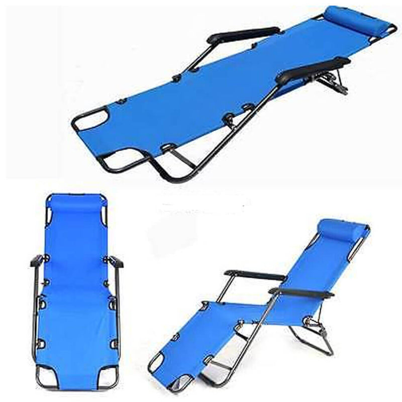 Portable Dual Purposes Extendable Folding Reclining Chair Blue