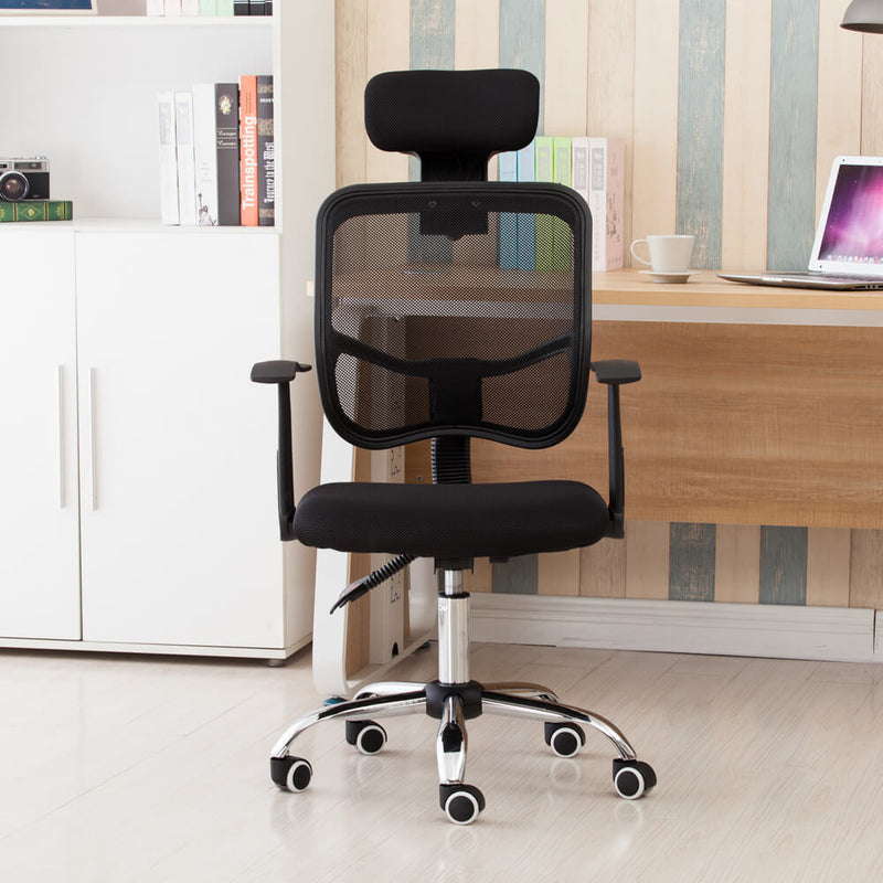 Mesh Back Gas Lift Back Tilt Adjustable Office Swivel Chair Black