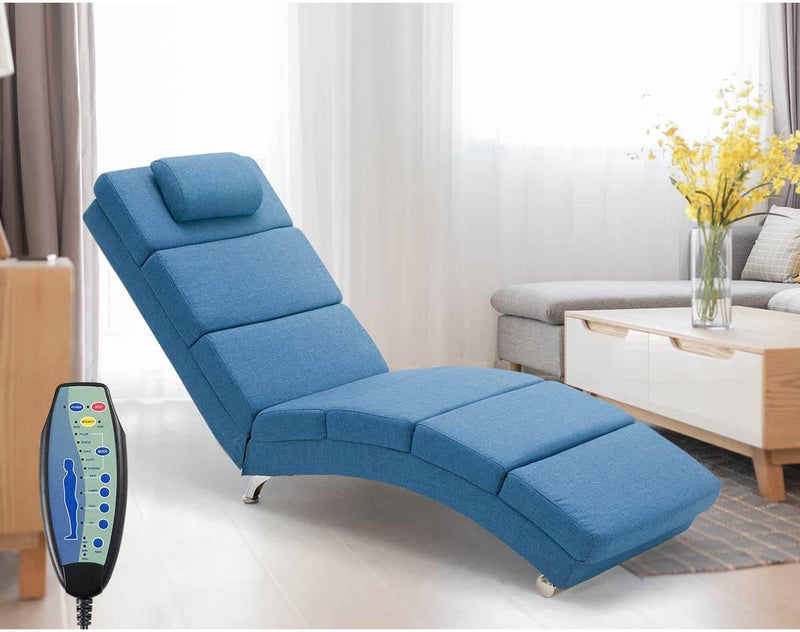 Electric Massage Recliner Chair, Ergonomic Chaise Lounge Massage Recliner, Blue
