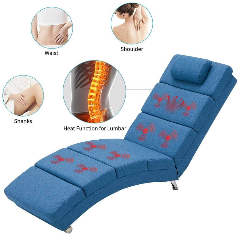 Electric Massage Recliner Chair, Ergonomic Chaise Lounge Massage Recliner, Blue