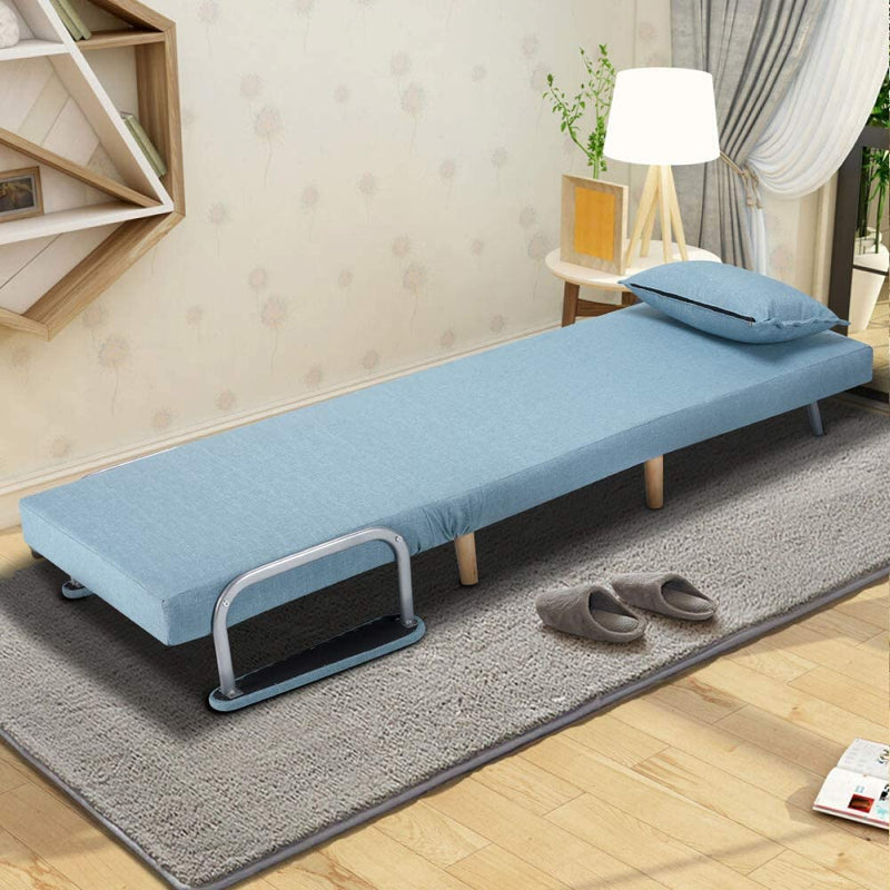 Convertible Chair Bed, Foldable Sofa Chair with Armrest, Sleeper Couch Sofa, Blue
