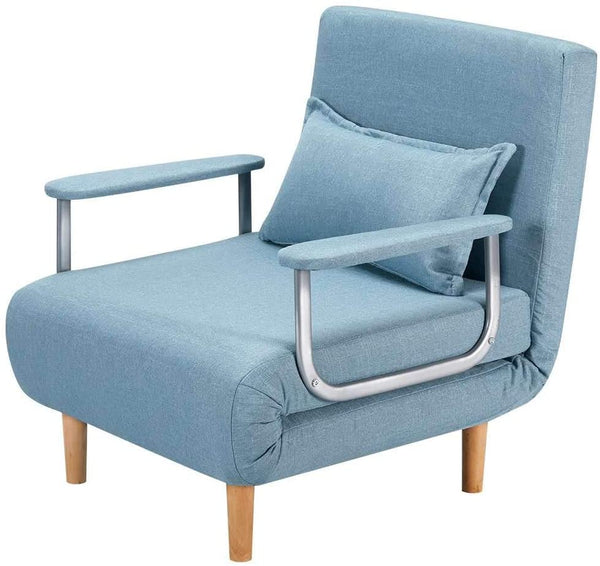 Convertible Chair Bed, Foldable Sofa Chair with Armrest, Sleeper Couch Sofa, Blue