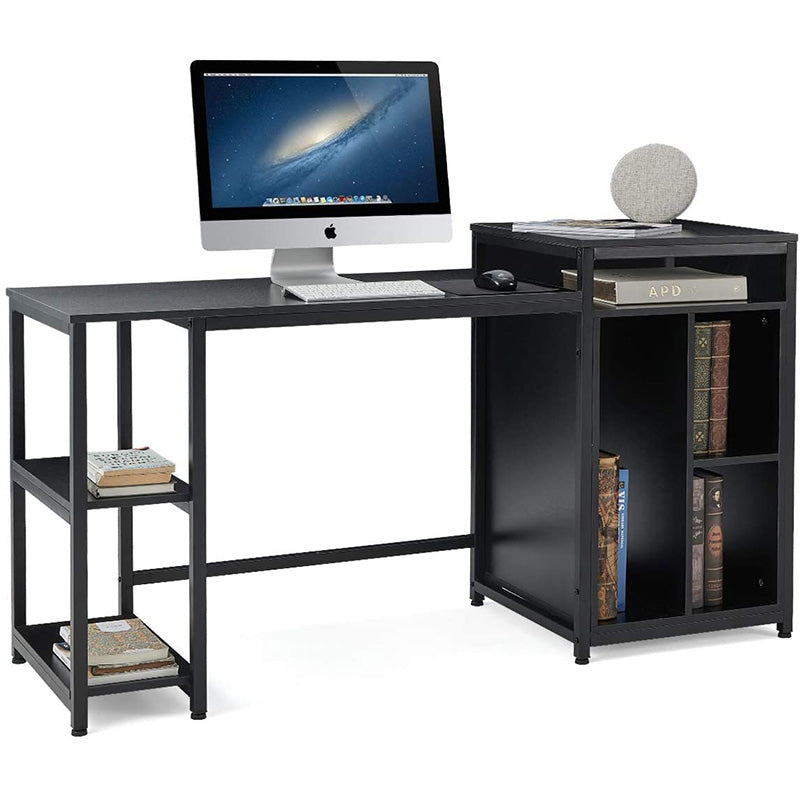 Computer Desk with Storage Bookshelves 47 inch Modern Sturdy Writing Desk for Home Office Black