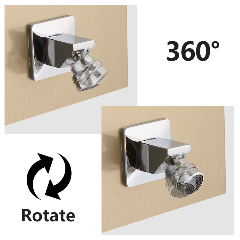 Shower Panel Stainless Steel Multi-Function Gold 24 Holes 60 inch
