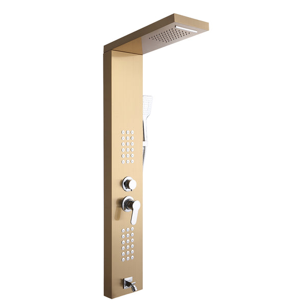 Shower Panel Shower System Stainless Steel Multi-Function Gold 18 Holes 48 inch