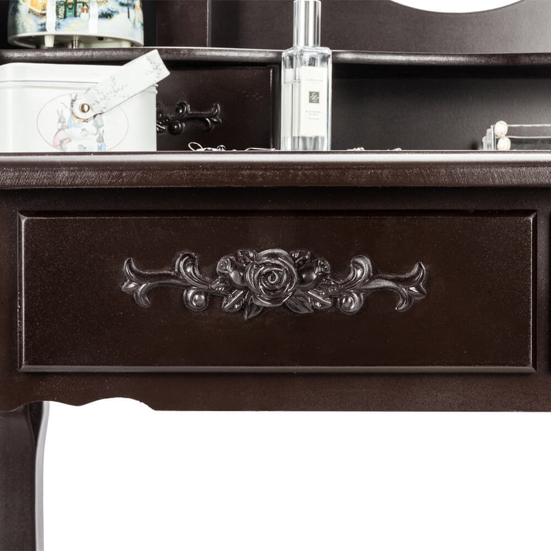 Modern Concise 4-Drawer Removable Mirror Dresser Brown