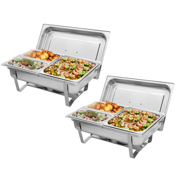 9L*2 Two Sets of Dishes 1*1/2 2*1/4 Chafing Dish Food Warmer Buffet Stove