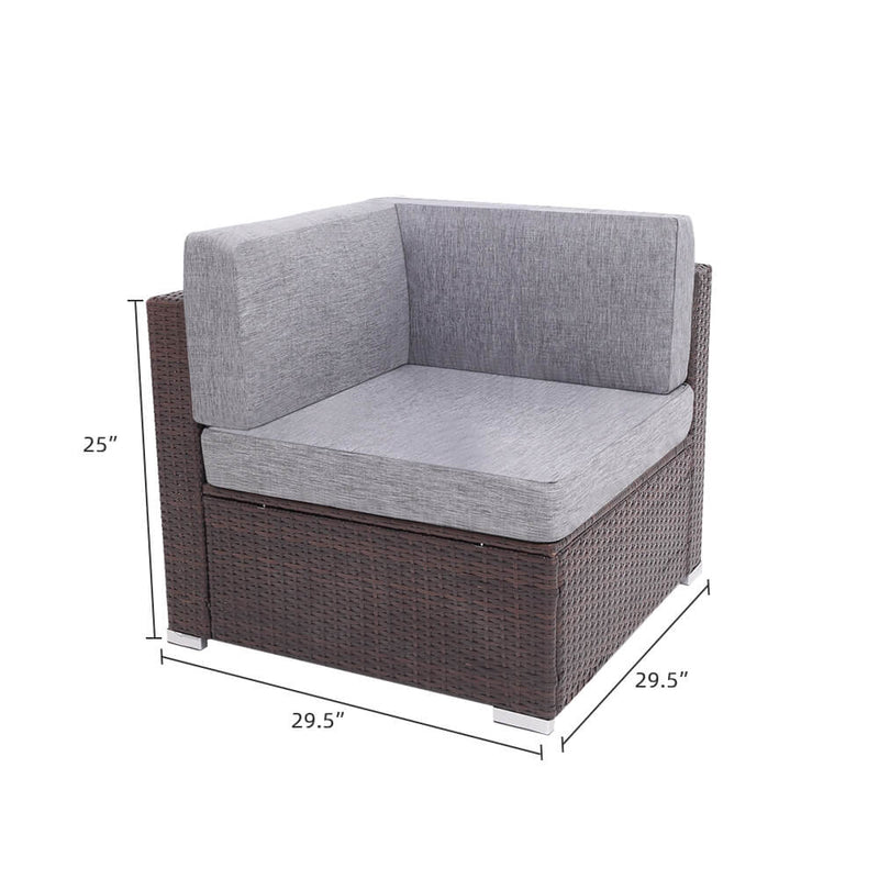 8 Pieces Patio PE Wicker Outdoor Patio Rattan Sectional Sofa Set