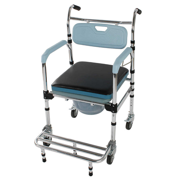 4 in 1 Multifunctional Aluminum Elder People Commode Chair Bath Chair Light Blue