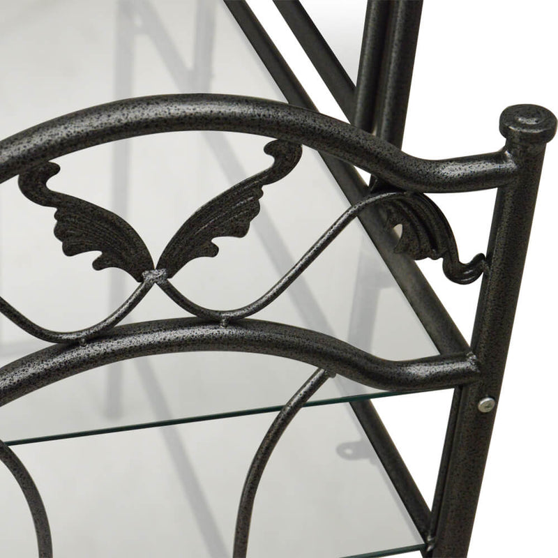 Retro Leaf Pattern Iron Dresser with Back Dressing Stool Bronze
