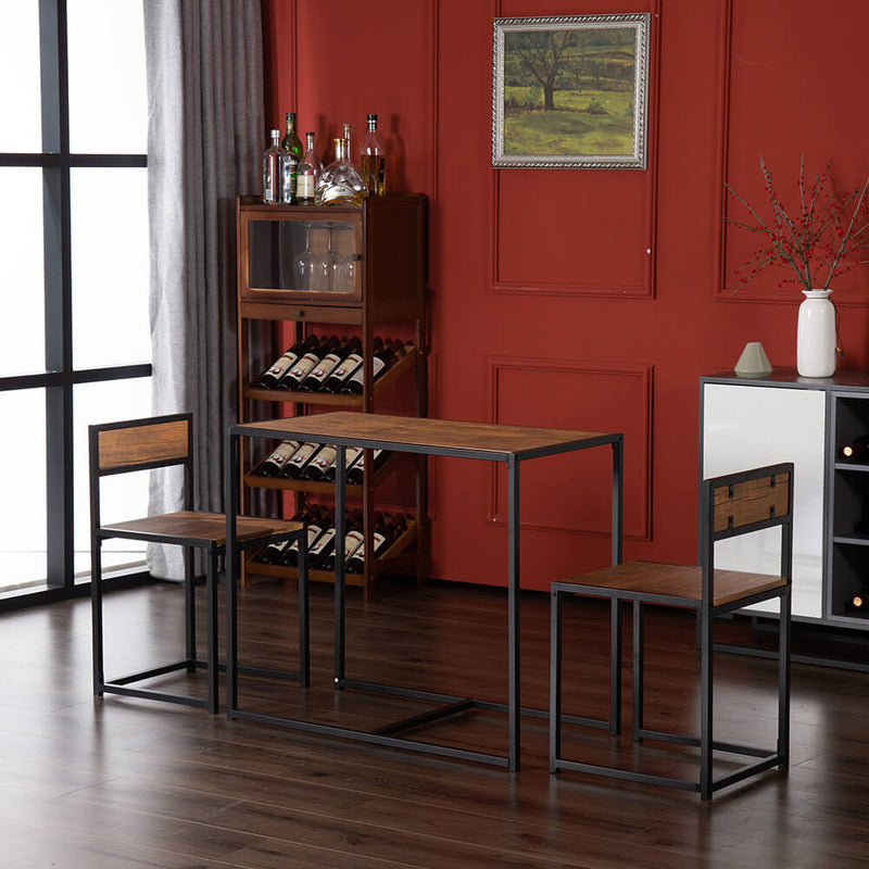 Elm Wood Simple Breakfast Table And Chair Three-Piece